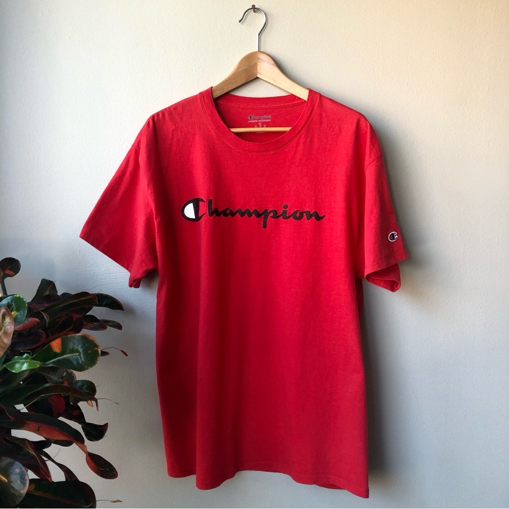 4/$25 CHAMPION Men’s 100% Cotton Red Short Sleeve Tee